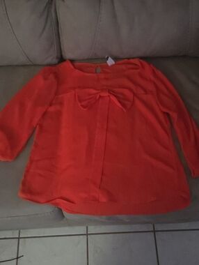 Women’s Red Bow-Front Blouse Brenda's Size Med.